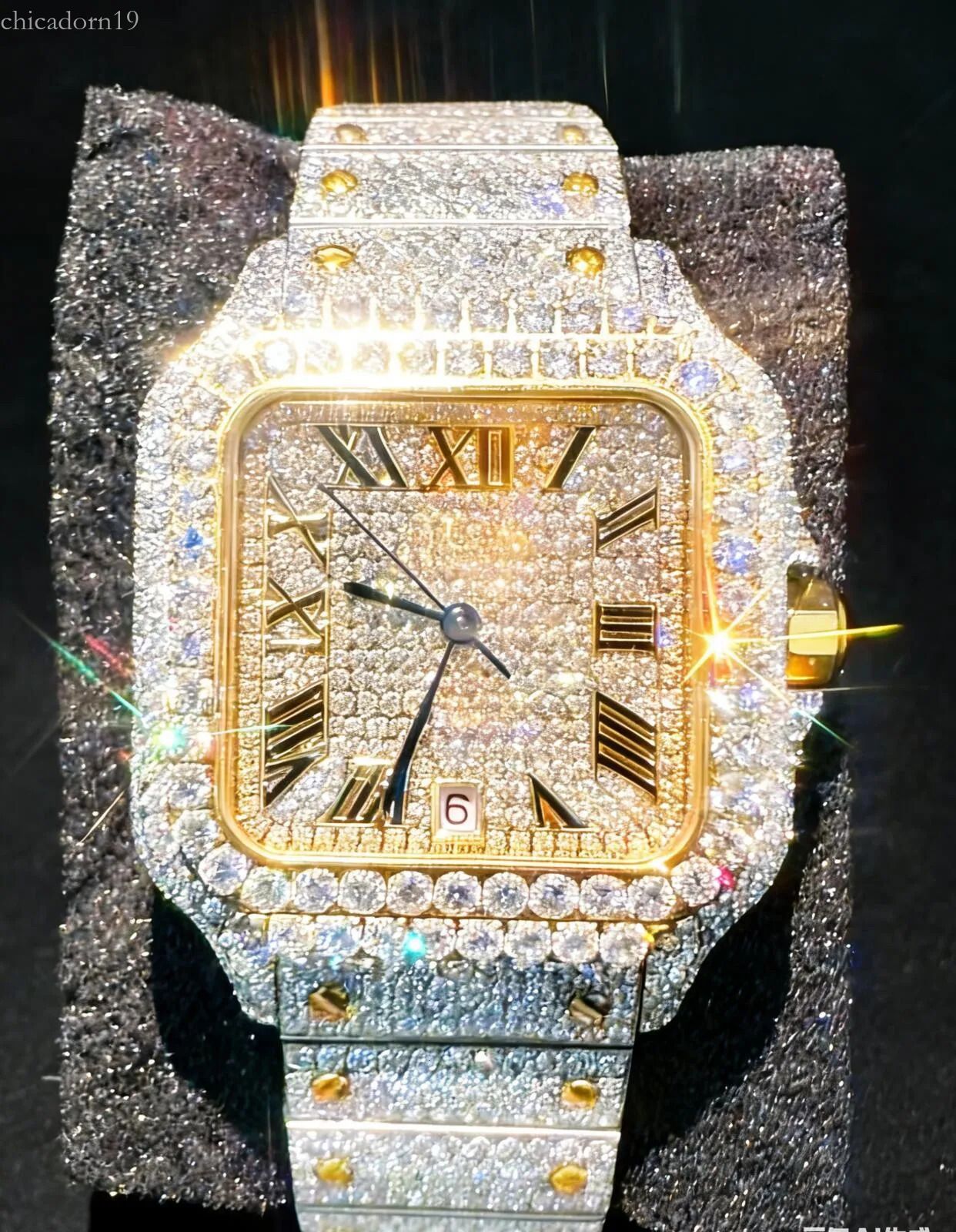 Vixonna Men's Moissanite Diamond Watch VVS1 Iced Out Ceramic