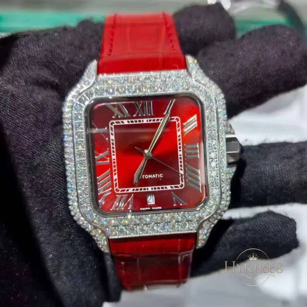 Vixonna Men's Moissanite Iced Out Watch Red Ceramic