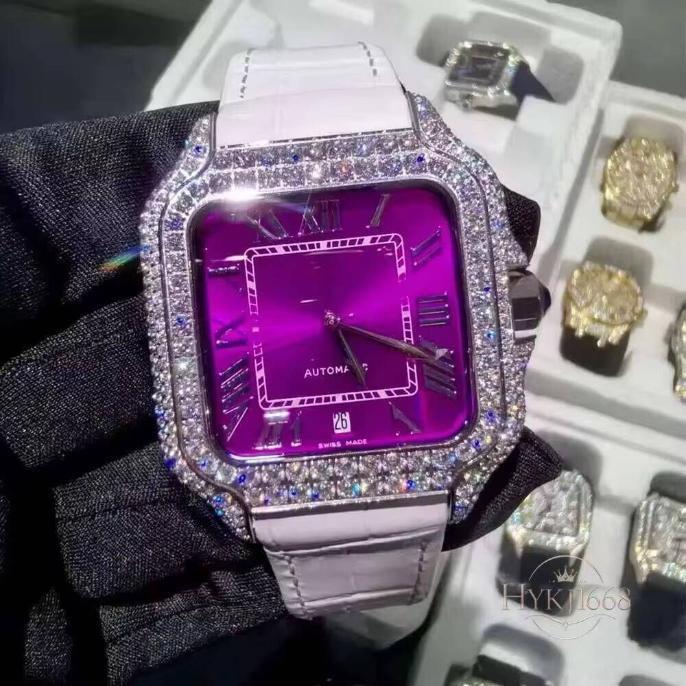Vixonna Men's Moissanite Iced Out Watch Red Ceramic