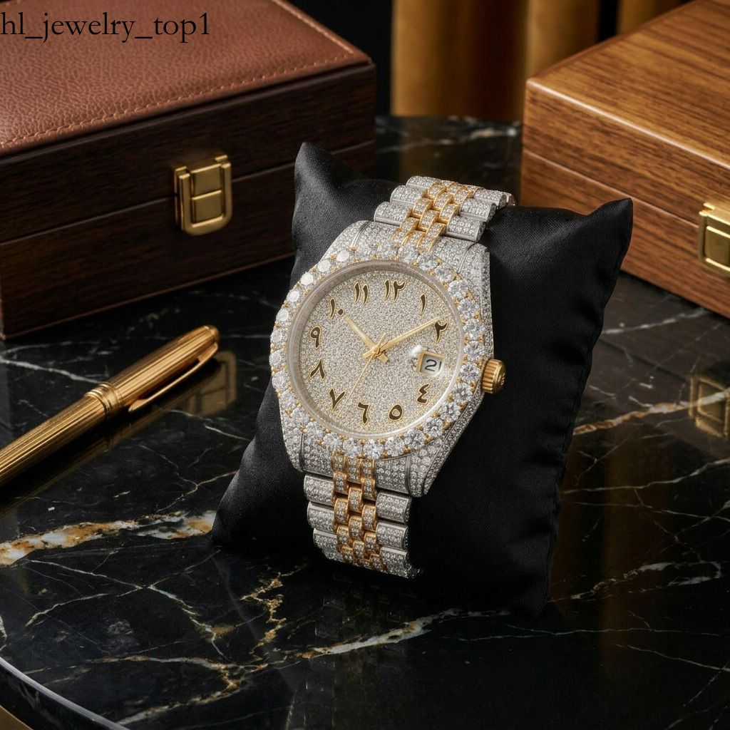 Vixonna Men's Moissanite Mechanical Movement Watch Ceramic Band