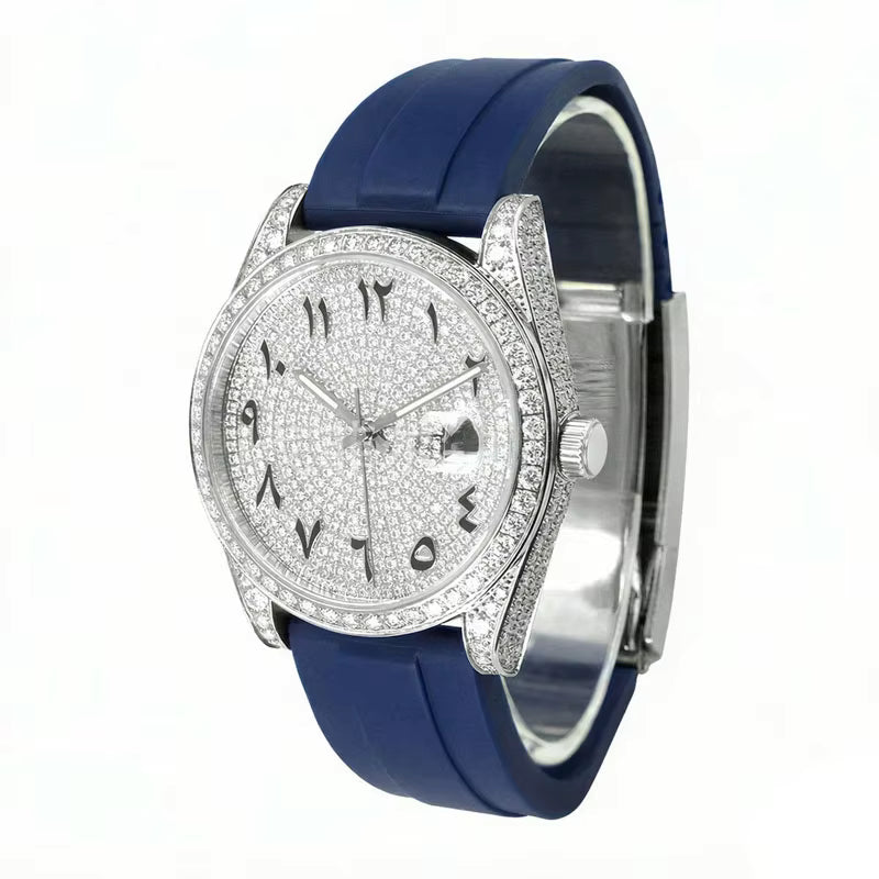 Vixonna Men's Moissanite Mechanical Watch Stainless Steel Sapphire 8215