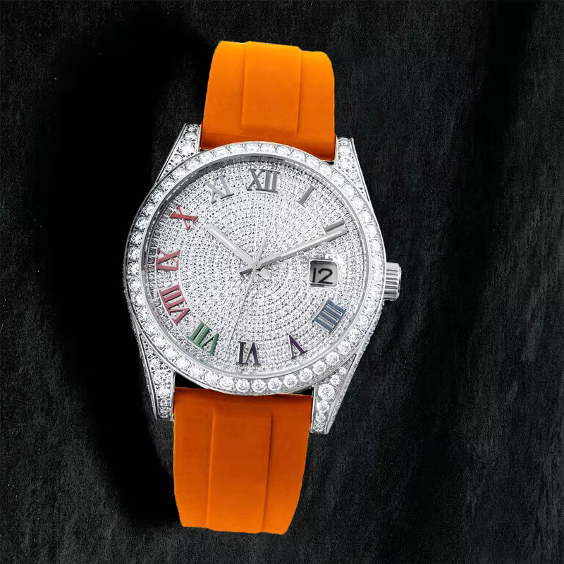 Vixonna Men's Moissanite Mechanical Watch Stainless Steel Sapphire 8215