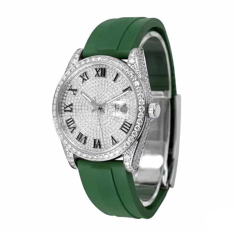 Vixonna Men's Moissanite Mechanical Watch Stainless Steel Sapphire 8215
