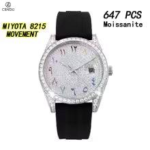 Vixonna Men's Moissanite Mechanical Watch Stainless Steel Sapphire 8215