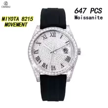 Vixonna Men's Moissanite Mechanical Watch Stainless Steel Sapphire 8215