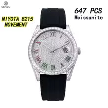 Vixonna Men's Moissanite Mechanical Watch Stainless Steel Sapphire 8215
