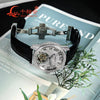 Vixonna Men's Moissanite Mechanical Watch Transparent Movement Coffee