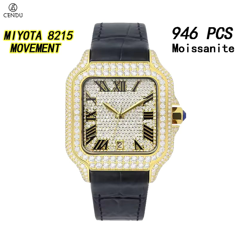Vixonna Men's Moissanite Stainless Steel Mechanical Watch MIYOTA 8215