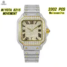 Vixonna Men's Moissanite Watch Mechanical Sapphire Stainless Steel