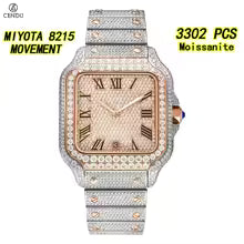 Vixonna Men's Moissanite Watch Mechanical Sapphire Stainless Steel