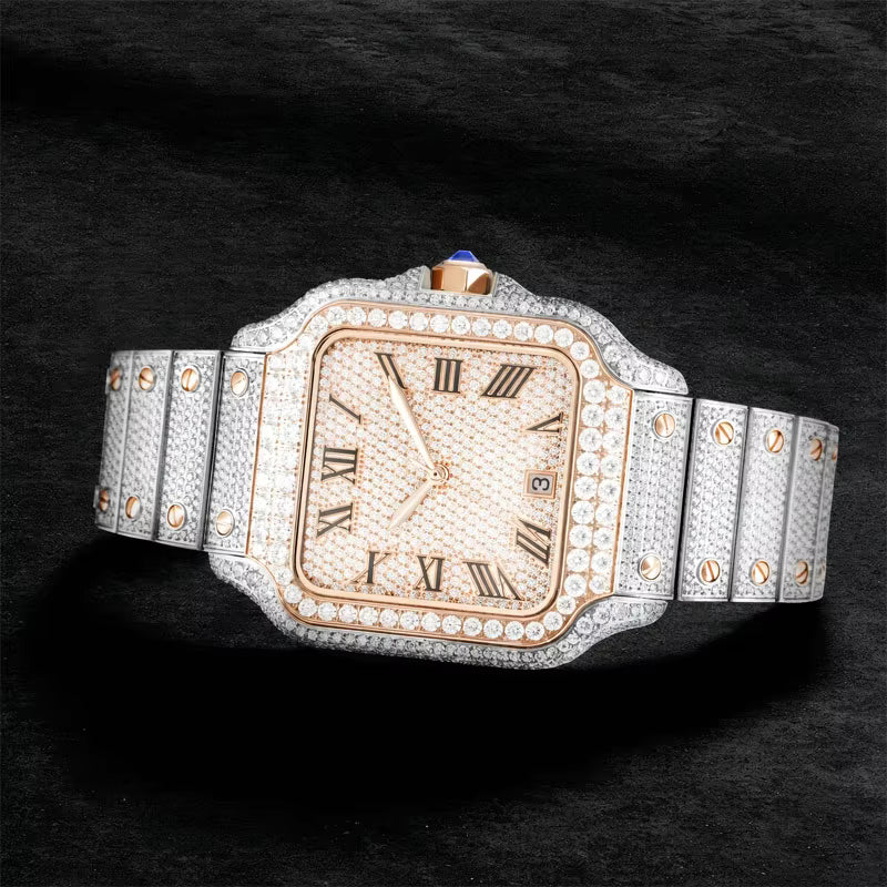 Vixonna Men's Moissanite Watch Mechanical Sapphire Stainless Steel
