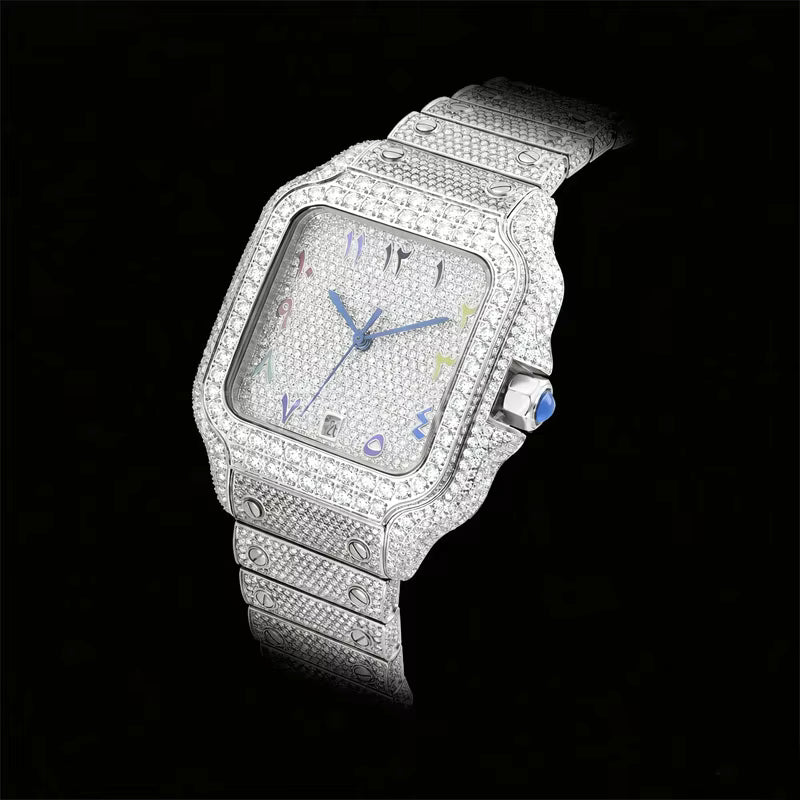 Vixonna Men's Moissanite Watch Mechanical Sapphire Stainless Steel