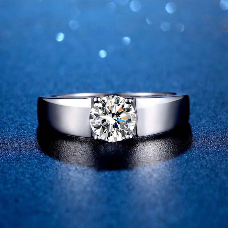 Vixonna Men's Moissanite Wedding Band Ring 925 Silver D Color VVS1