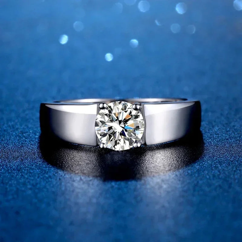 Vixonna Men's Moissanite Wedding Band Ring 925 Silver D Color VVS1