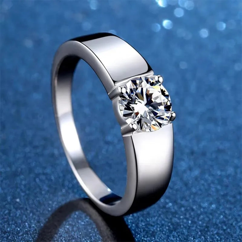 Vixonna Men's Moissanite Wedding Band Ring 925 Silver D Color VVS1
