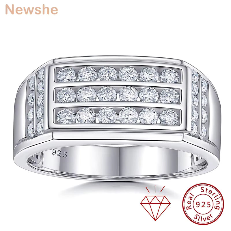 Vixonna Men's Moissanite Wedding Band Ring 925 Silver Round Paved