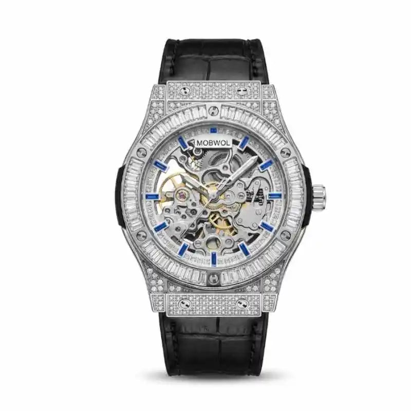 Vixonna Men's Skeleton Mechanical Watch Leather Strap Miyota Movement Waterproof
