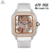 Vixonna Men's Skeleton Moissanite Watch Swiss Quartz Stainless Steel