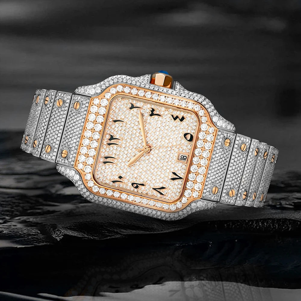 Vixonna Moissanite Automatic Mechanical Watch 19.2ct D Color VVS1
