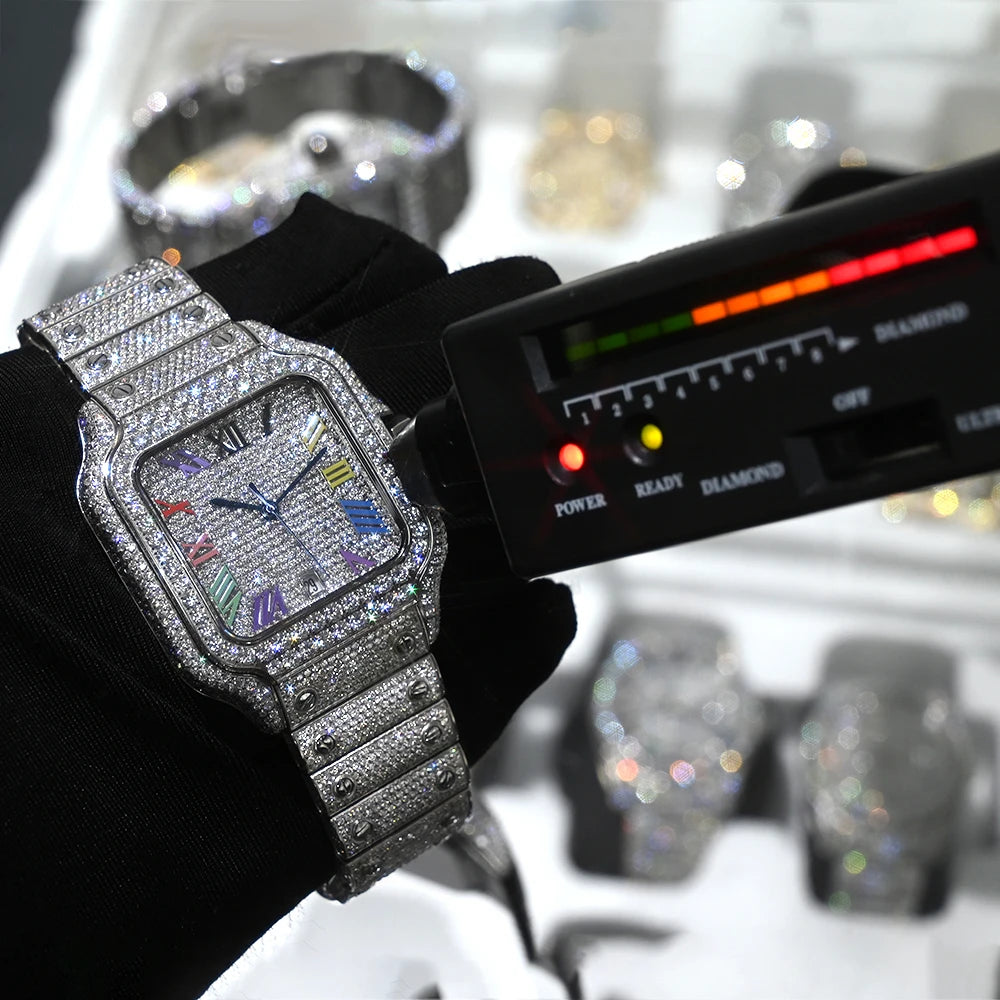 Vixonna Moissanite Automatic Mechanical Watch 19.2ct D Color VVS1