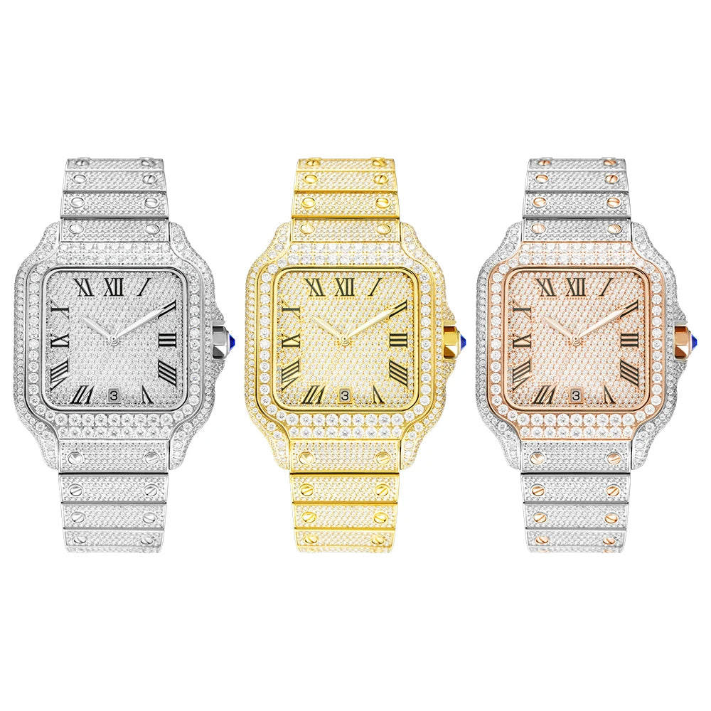 Vixonna Moissanite Automatic Mechanical Watch 19.2ct D Color VVS1