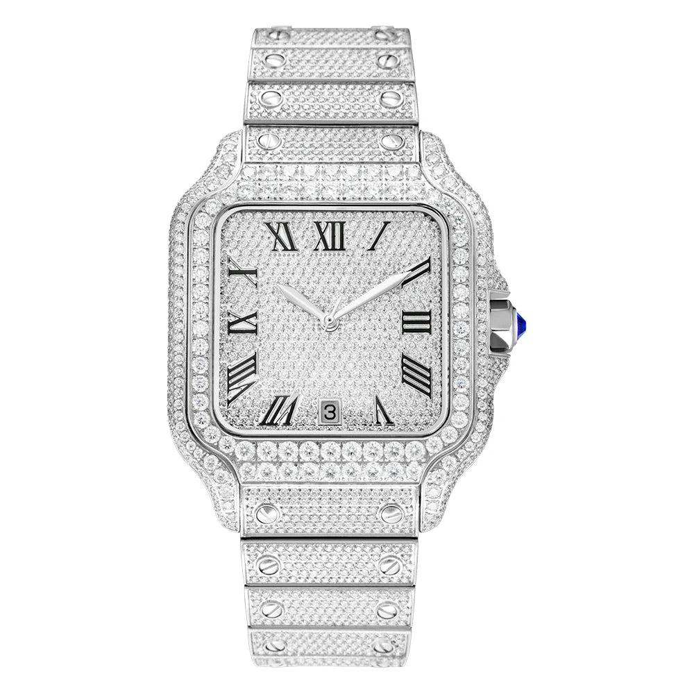 Vixonna Moissanite Automatic Mechanical Watch 19.2ct D Color VVS1