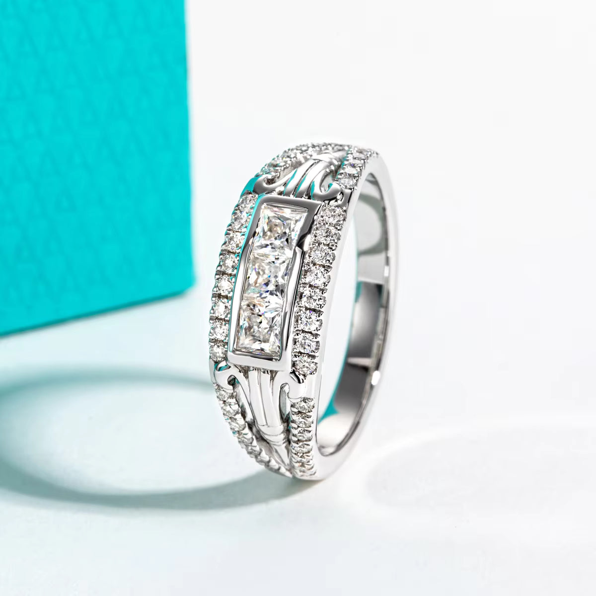 Vixonna Moissanite Roman Column Retro Wedding Ring 925 Silver D Color Princess