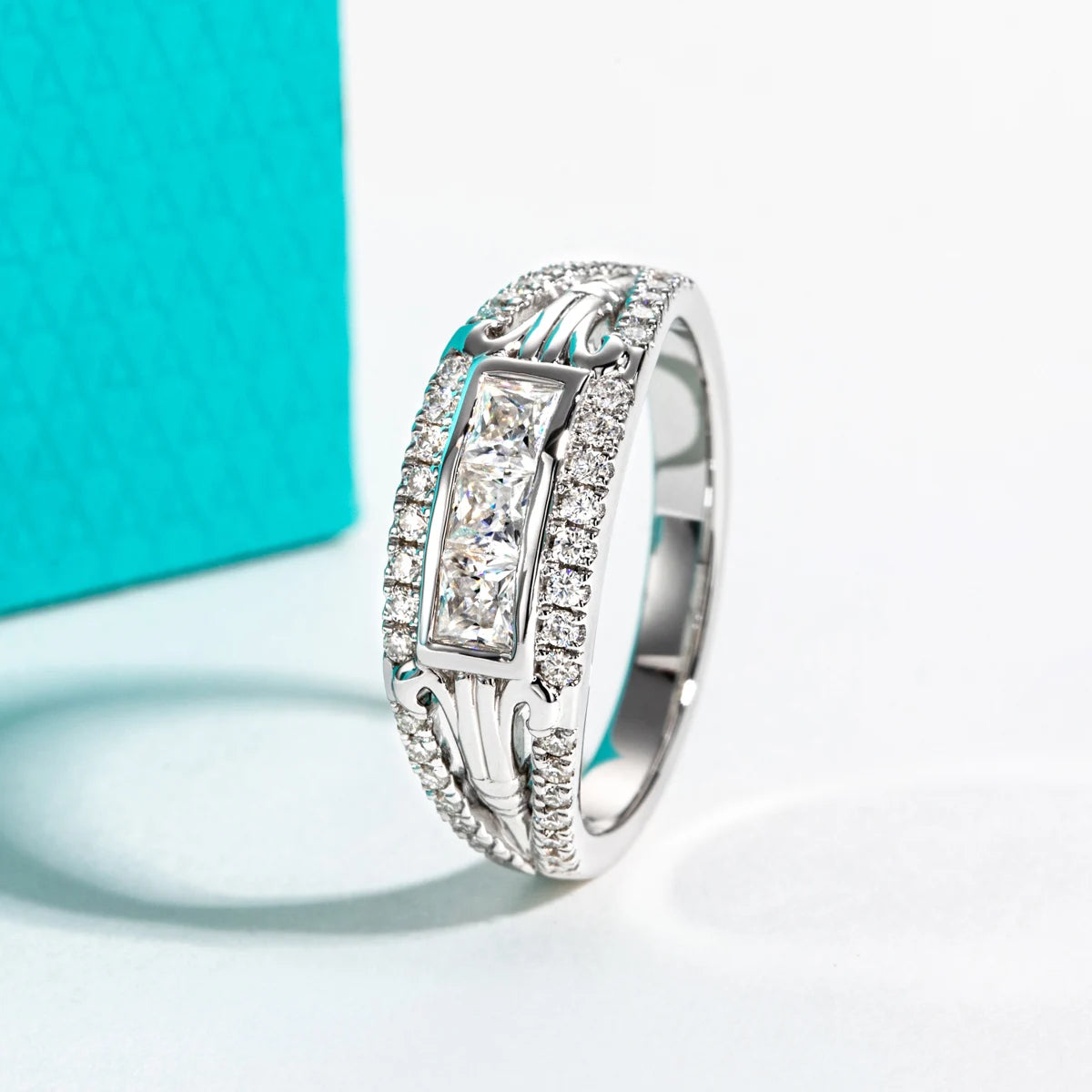 Vixonna Moissanite Roman Column Retro Wedding Ring 925 Silver D Color Princess