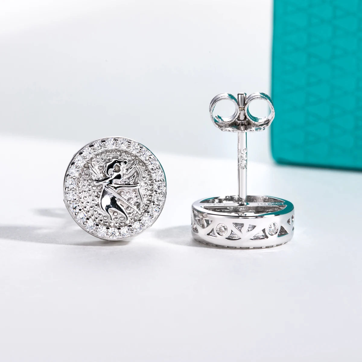 Vixonna Moissanite Stud Earrings 0.29cttw 925 Silver Angel Hip Hop