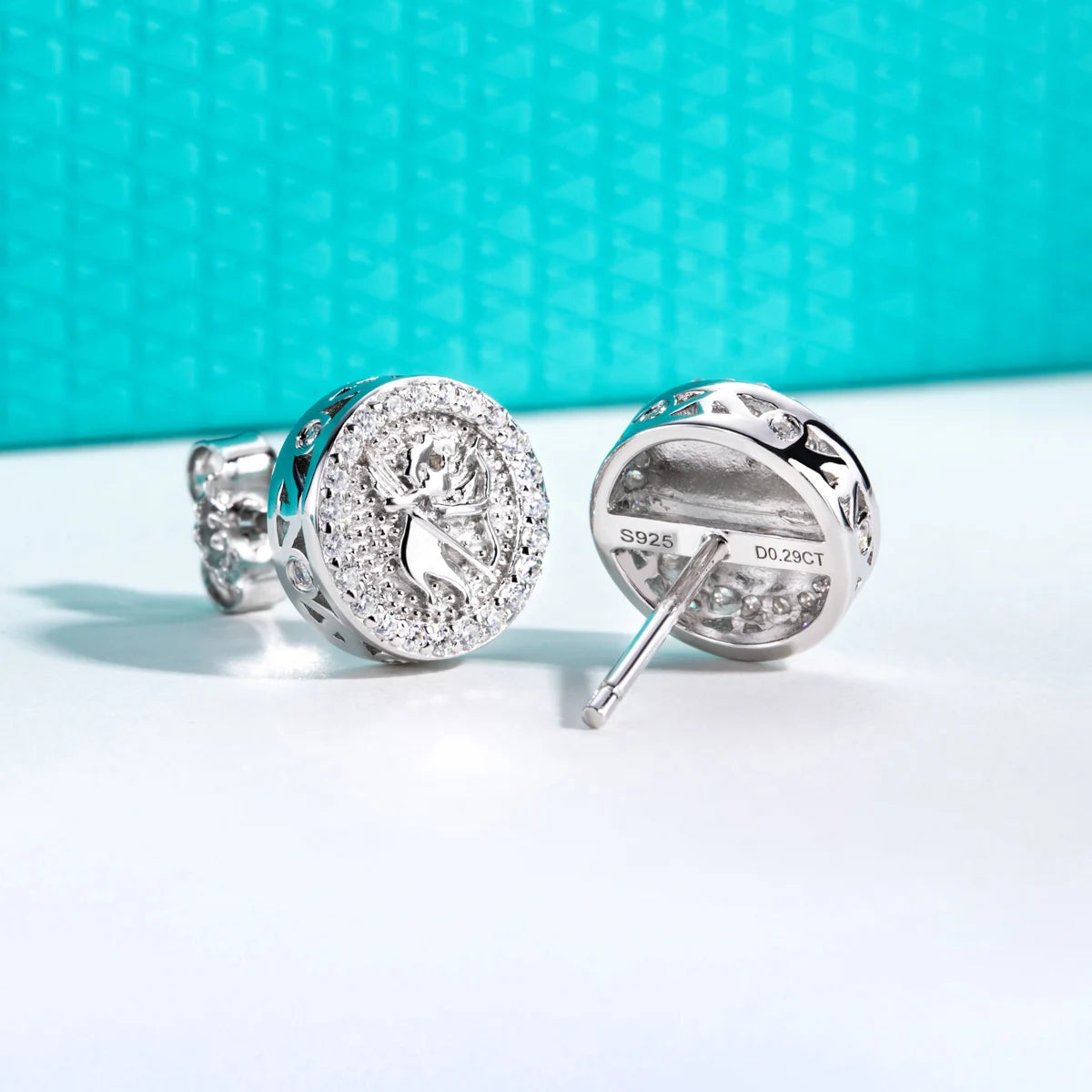 Vixonna Moissanite Stud Earrings 0.29cttw 925 Silver Angel Hip Hop