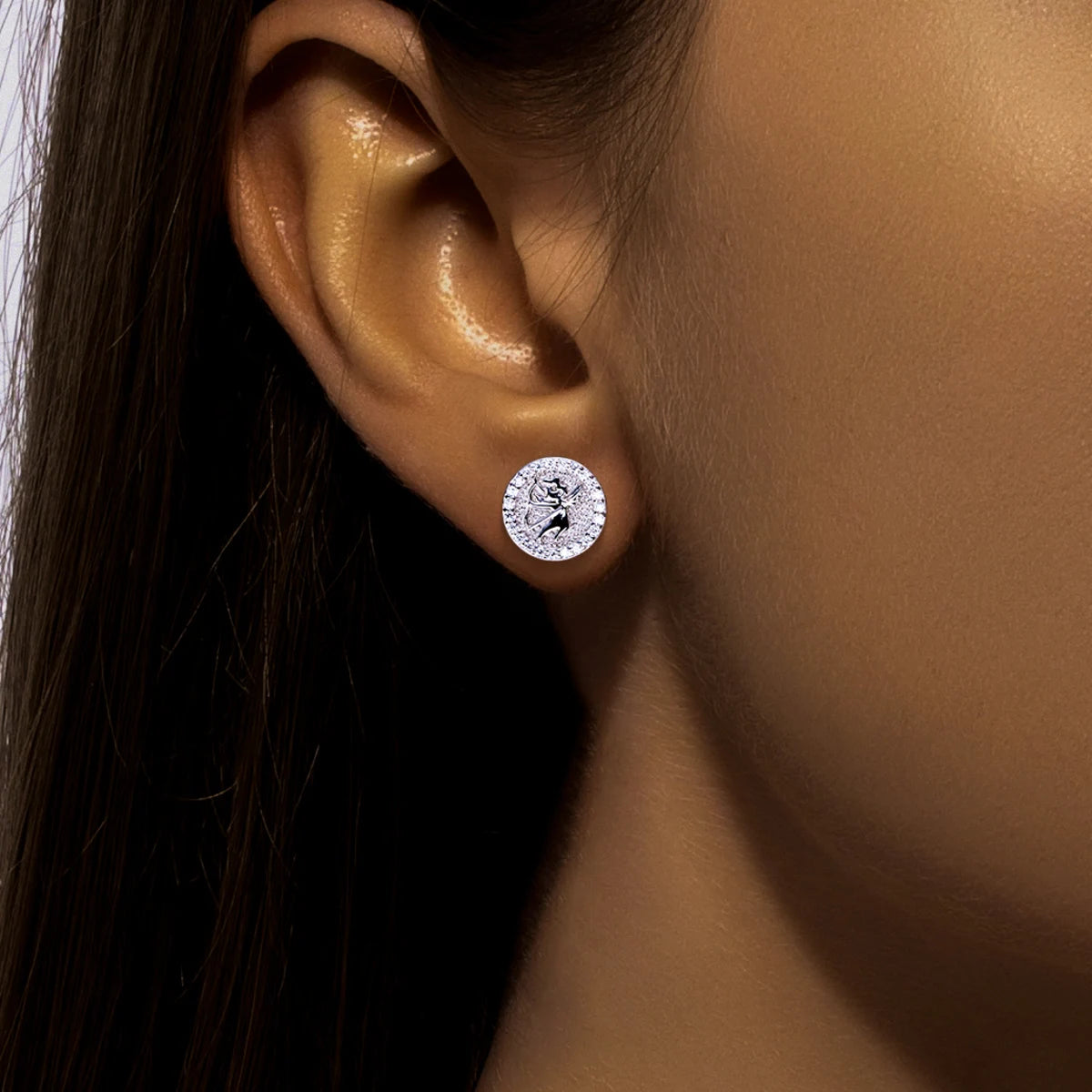 Vixonna Moissanite Stud Earrings 0.29cttw 925 Silver Angel Hip Hop