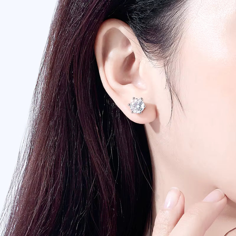 Vixonna Moissanite Stud Earrings 10K Gold Post D Color