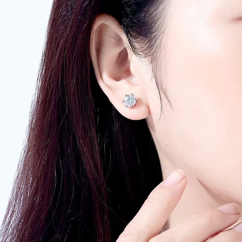 Vixonna Moissanite Stud Earrings 10K Gold Post D Color