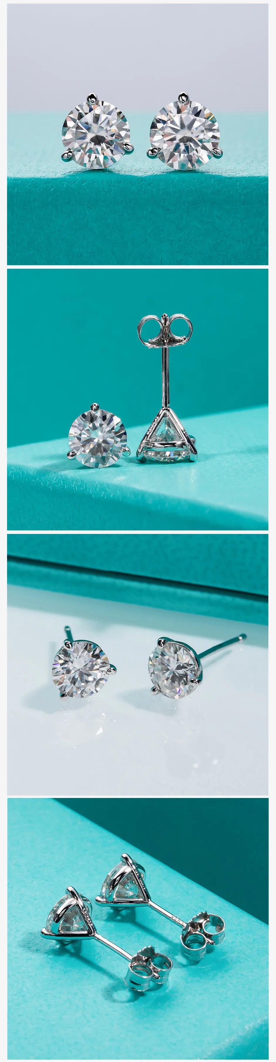 Vixonna Moissanite Stud Earrings 2cttw D Color 925 Silver Round