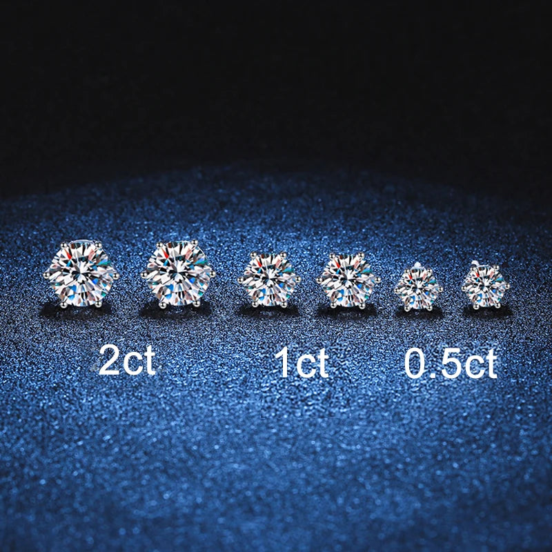 Vixonna Moissanite Stud Earrings 925 Silver D Color VVS1