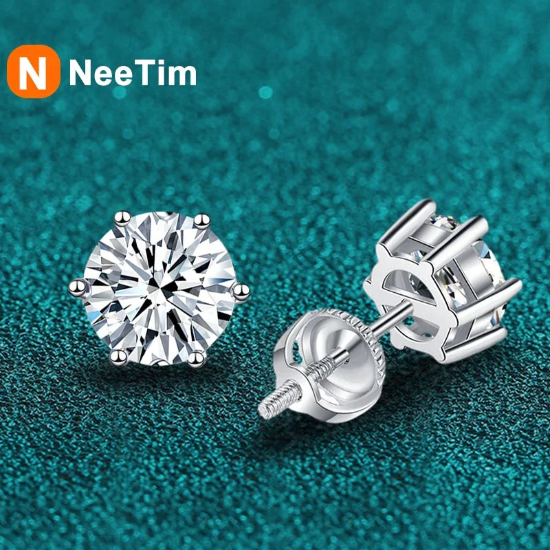 Vixonna Moissanite Stud Earrings 925 Silver D Color VVS1