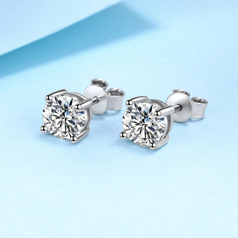 Vixonna Moissanite Stud Earrings 925 Silver D Color VVS1