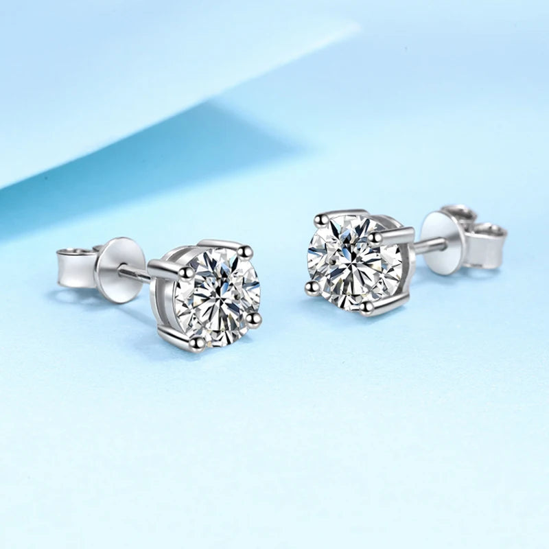 Vixonna Moissanite Stud Earrings 925 Silver D Color VVS1