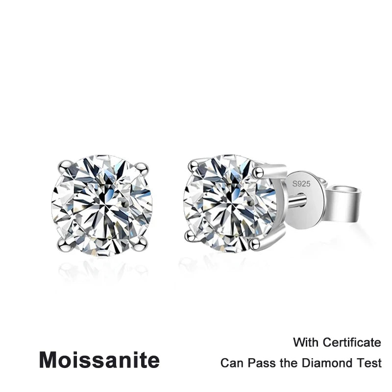 Vixonna Moissanite Stud Earrings 925 Silver D Color VVS1