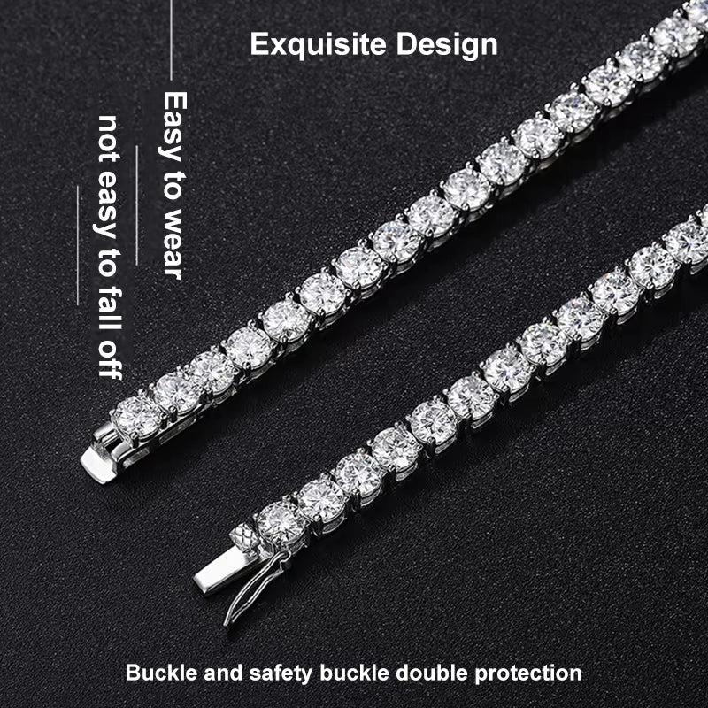 Vixonna Moissanite Tennis Necklace 925 Silver D Color VVS1