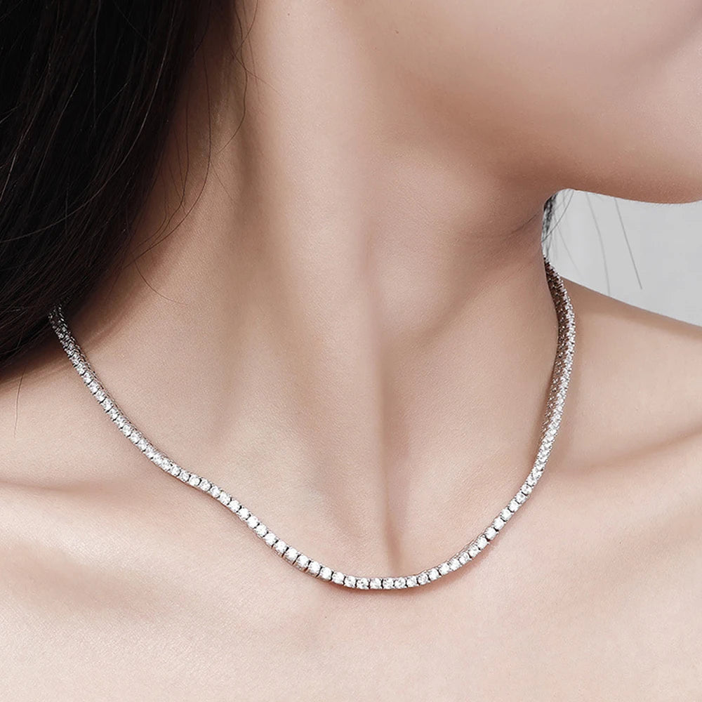 Vixonna Moissanite Tennis Necklace 925 Silver D Color VVS1