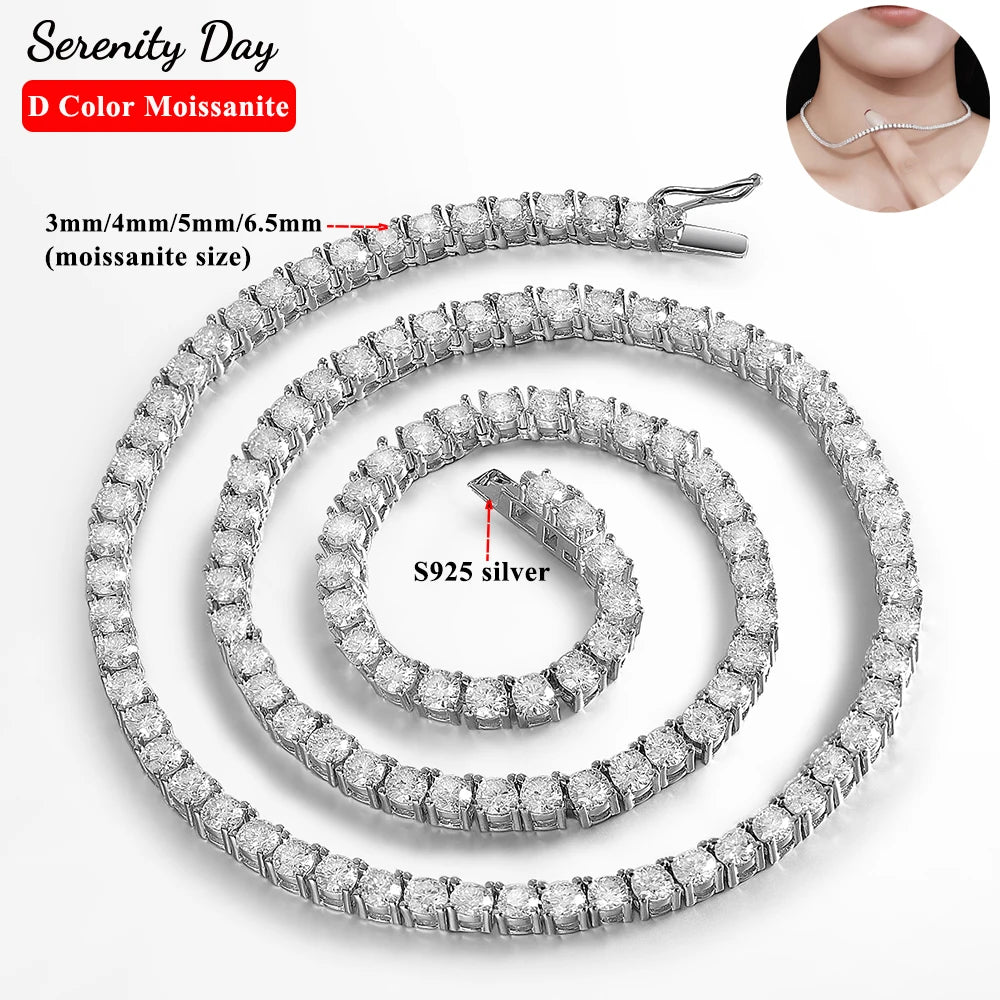 Vixonna Moissanite Tennis Necklace 925 Silver D Color VVS1