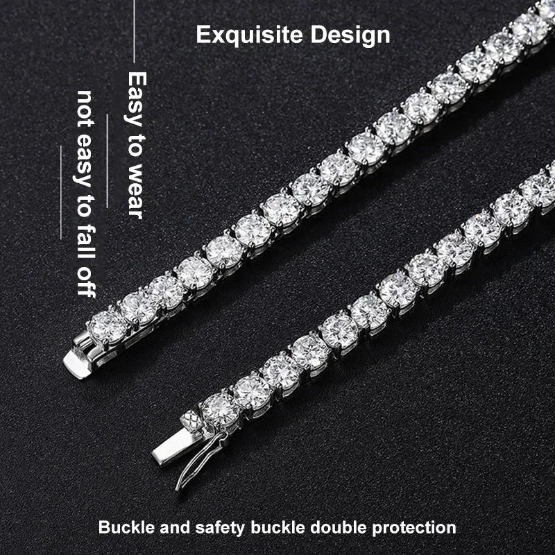Vixonna Moissanite Tennis Necklace 925 Silver D Color VVS1