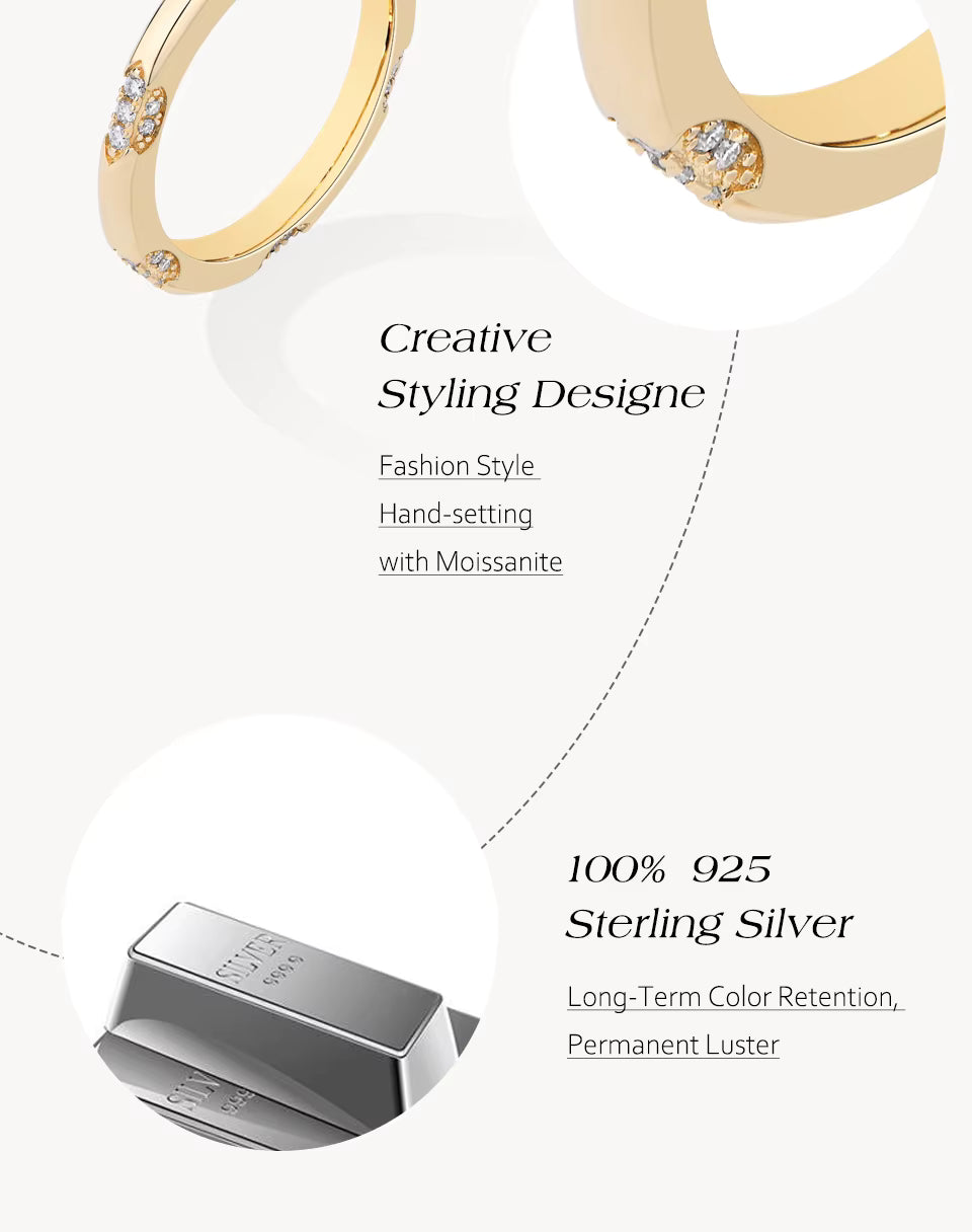 Vixonna Moissanite Wedding Band Ring 925 Silver D Color VVS1