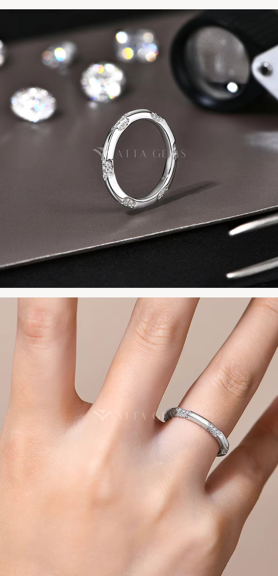 Vixonna Moissanite Wedding Band Ring 925 Silver D Color VVS1