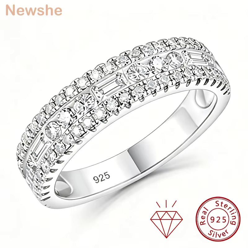Vixonna Moissanite Wedding Band Ring 925 Silver GRA Round Pave