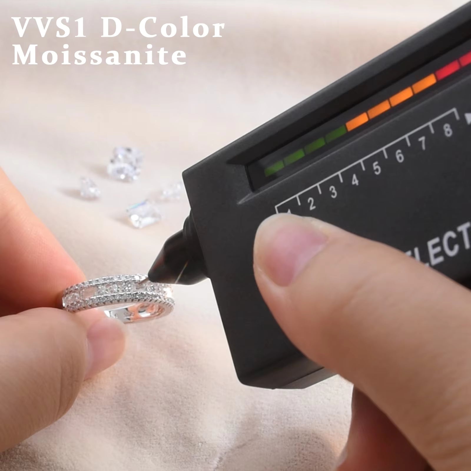 Vixonna Moissanite Wedding Band Ring 925 Silver GRA Round Pave