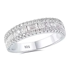Vixonna Moissanite Wedding Band Ring 925 Silver GRA Round Pave