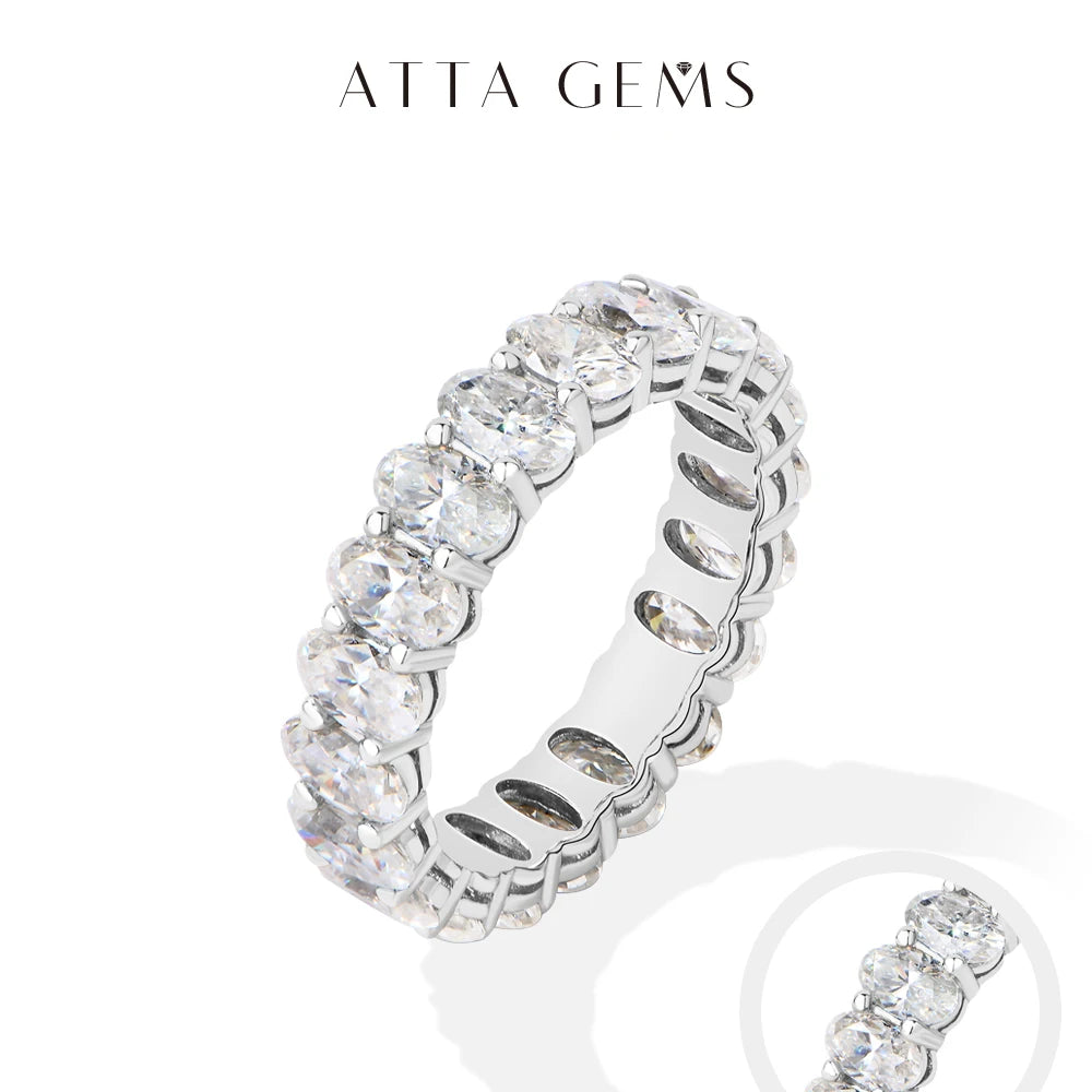 Vixonna Oval Cut Full Moissanite Eternity Ring 925 Silver D Color VVS1