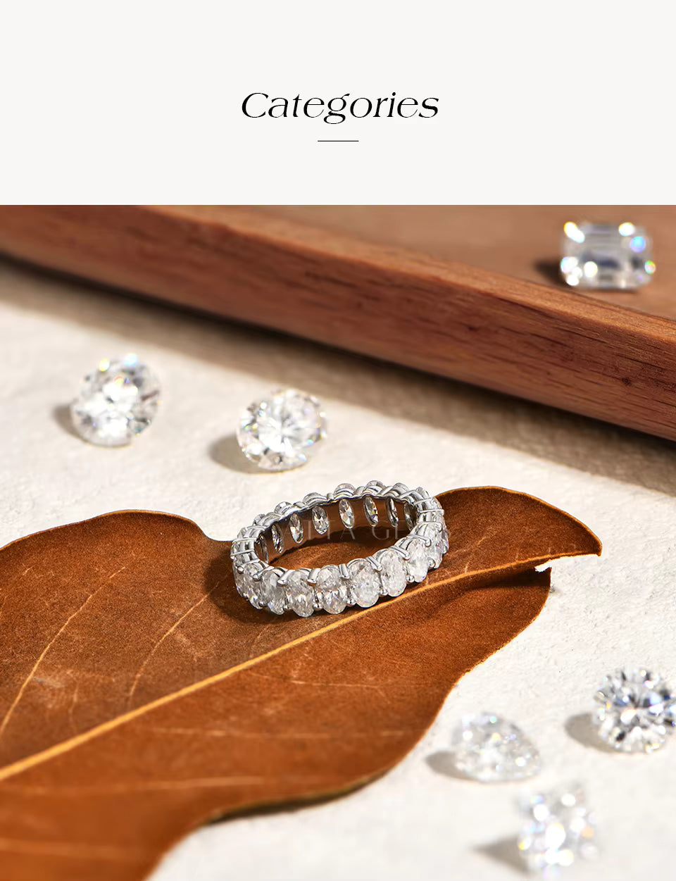 Vixonna Oval Cut Full Moissanite Eternity Ring 925 Silver D Color VVS1